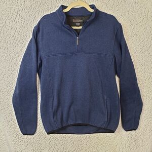 Peter Millar Golf Sweater Element 4 Mens M Blue Fleece 1/4 Zip Golf Preppy